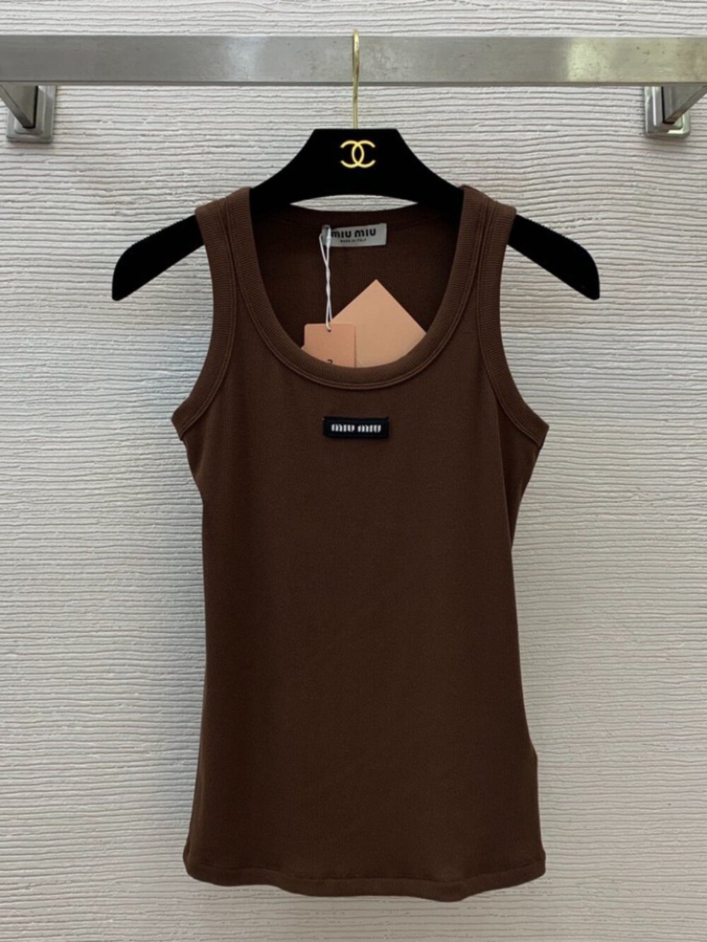 Miu Miu BrownTank Top with Logo - Picture 1 of 8
